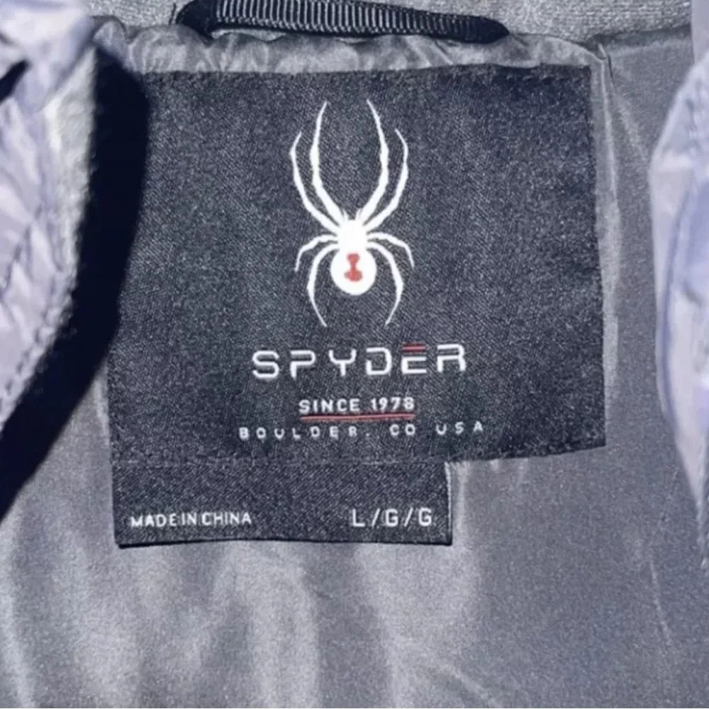$399 Warm Winter Puffer Coat by Spyder gray ~ Jacket Large - Picture 3 of 4